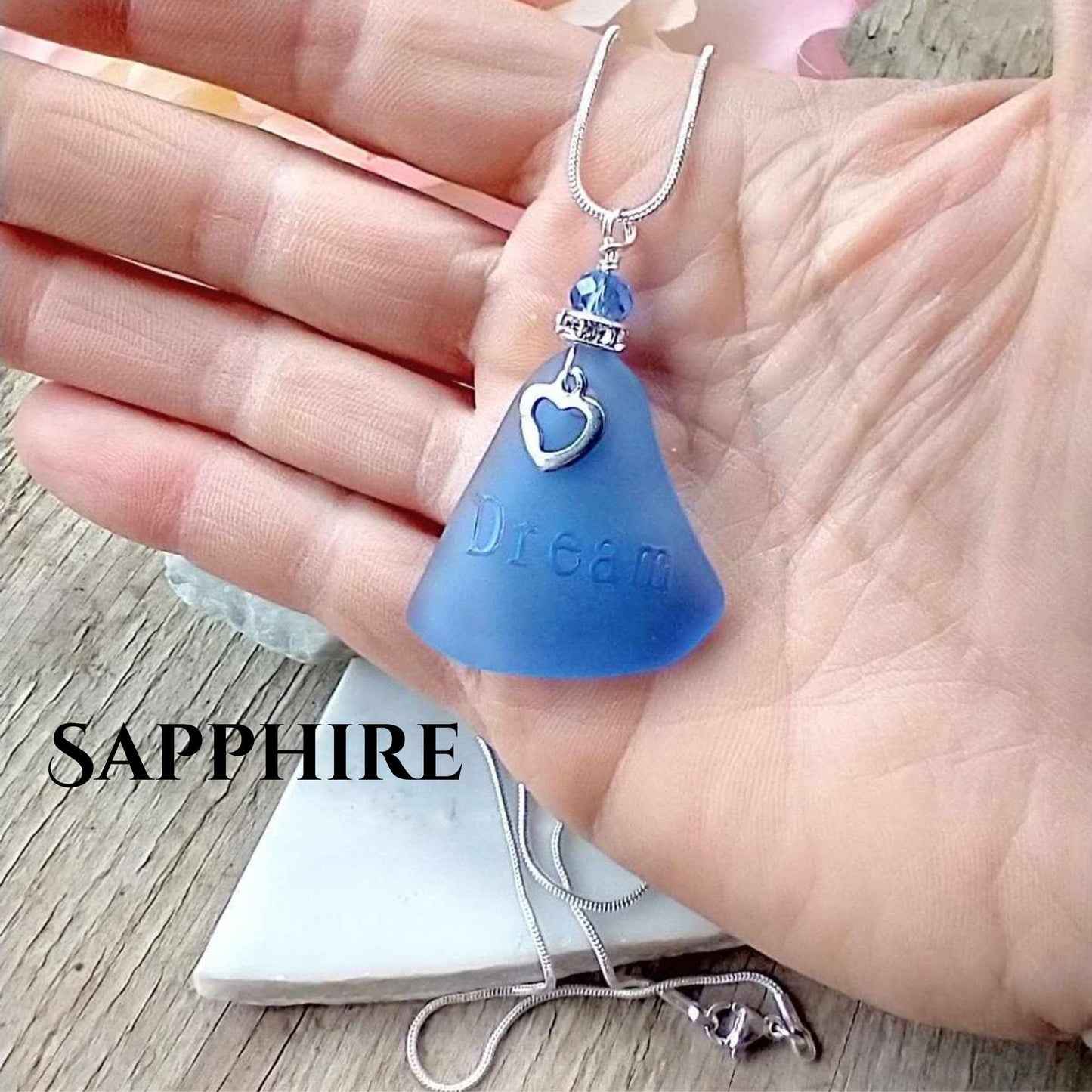 Sea Glass DREAM Necklace: Sterling Silver Chain, Inspirational Gift