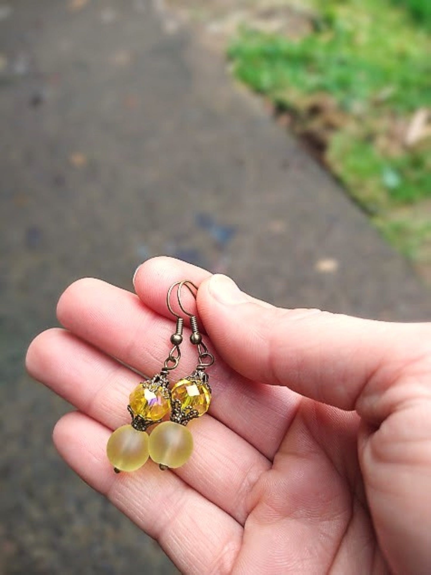 Yellow Sea Glass Necklace, Dainty Chain Necklace, Small Red Stone Drop Pendant Charm Necklace, Gift For Her
