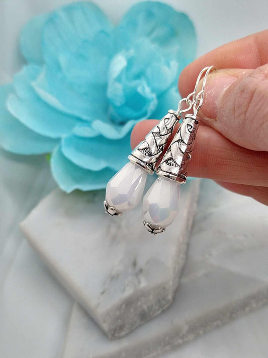 Teardrop Crystal Dangle Earrings: Sterling Silver Bridal Earrings