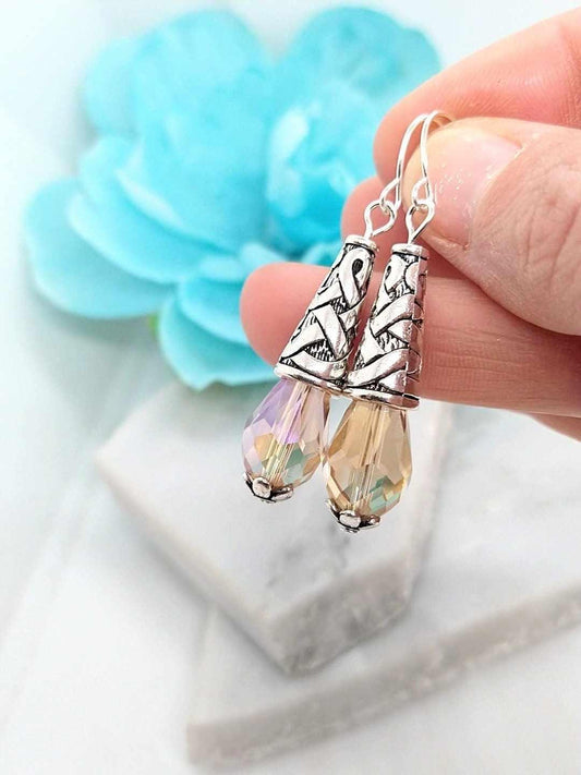 Sterling Silver Crystal Teardrop Dangle Earrings: Elegant Bridal Jewelry