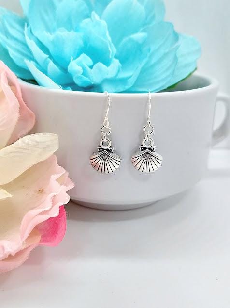 Shell Charm Earrings: Sterling Silver Beach Jewelry