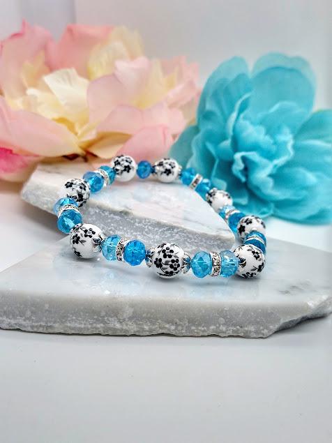 Blue Hydrangea Flower Bracelet in Sterling Silver, Birth Flower Bracelet, Floral Bracelet Adjustable, Handmade Gift For Her