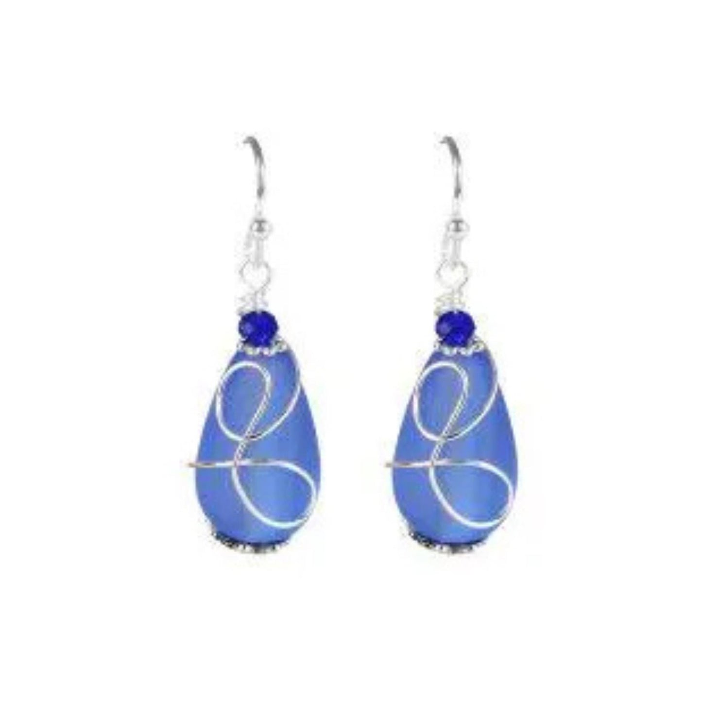 Blue Sea Glass Earrings Sterling Silver Dangles | Beach Wedding Jewelry | Ocean Lover Gift | Coastal Boho Sea Glass Jewelry