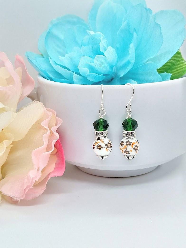 Birth Flower Dangle Earrings: Sterling Silver Floral Jewelry