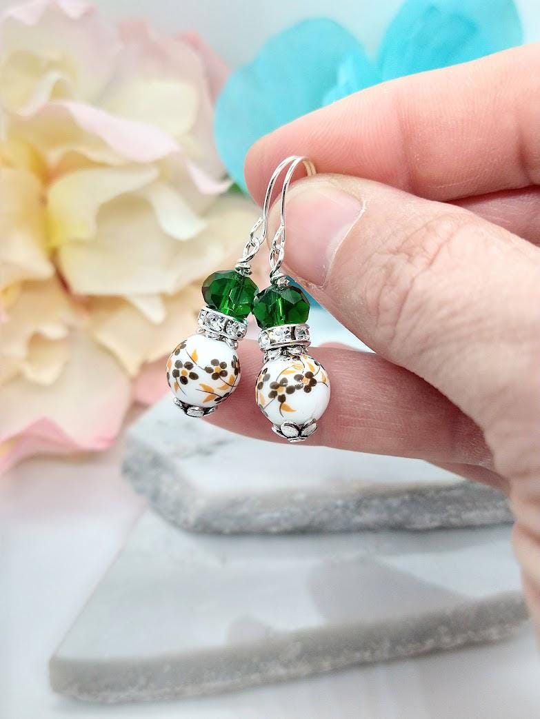 Birth Flower Dangle Earrings: Sterling Silver Floral Jewelry