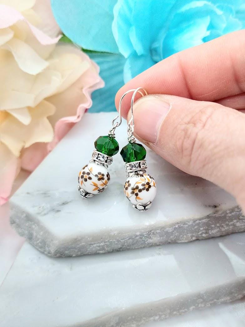 Birth Flower Dangle Earrings: Sterling Silver Floral Jewelry