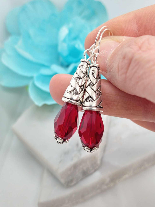 Sterling Silver Crystal Teardrop Dangle Earrings: Handmade Bridal Jewelry