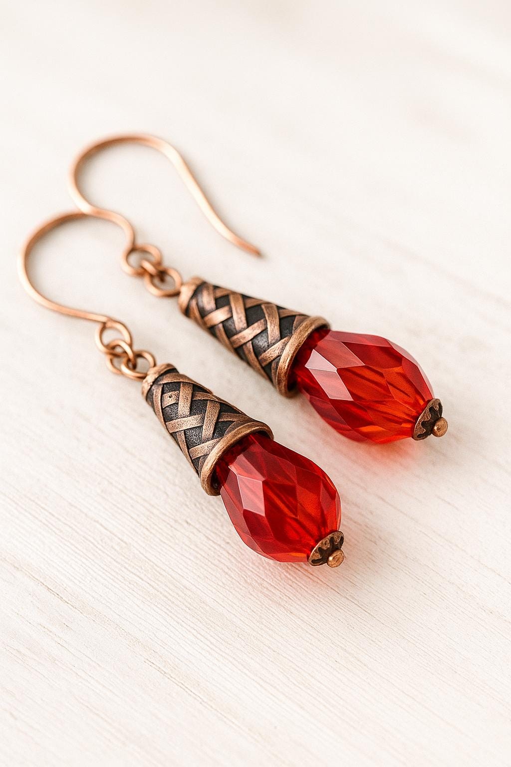 Teardrop Crystal Dangle Earrings: Boho Filigree, Colorful Handmade Jewelry