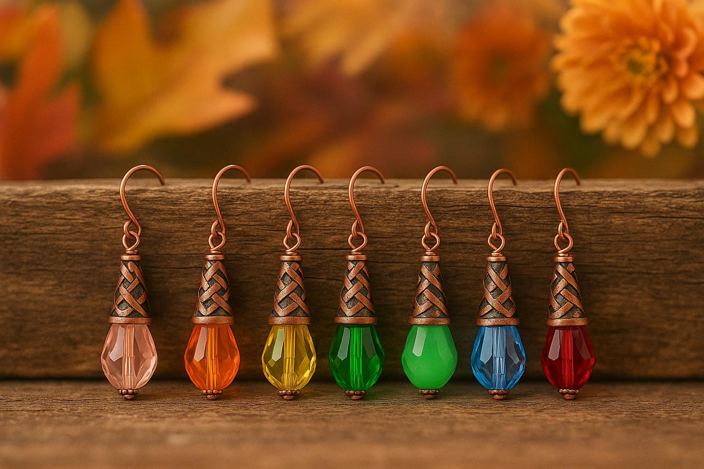 Teardrop Crystal Dangle Earrings: Boho Filigree, Colorful Handmade Jewelry