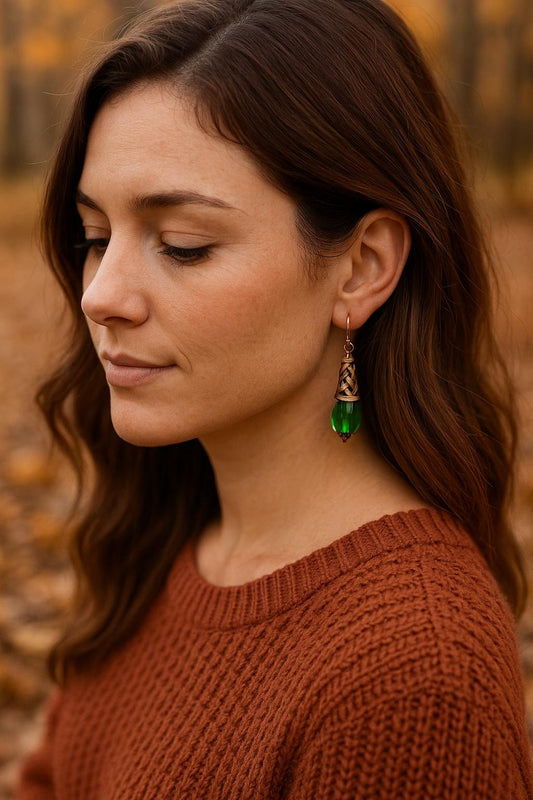 Teardrop Crystal Dangle Earrings: Boho Filigree, Colorful Handmade Jewelry