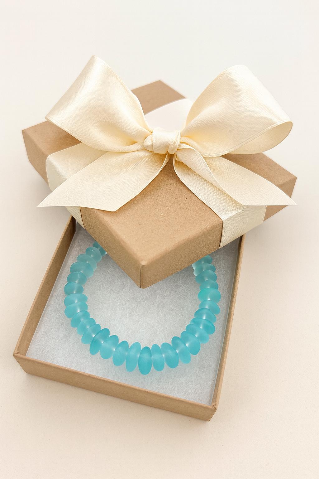 Turquoise Sea Glass Bracelet • Beach Boho Bridal Jewelry