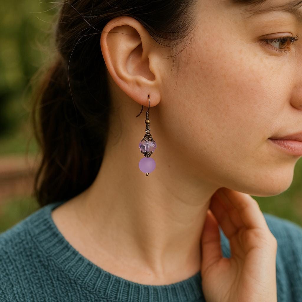 Light Purple Beaded Dangle Earrings: Vintage Style Filigree Jewelry