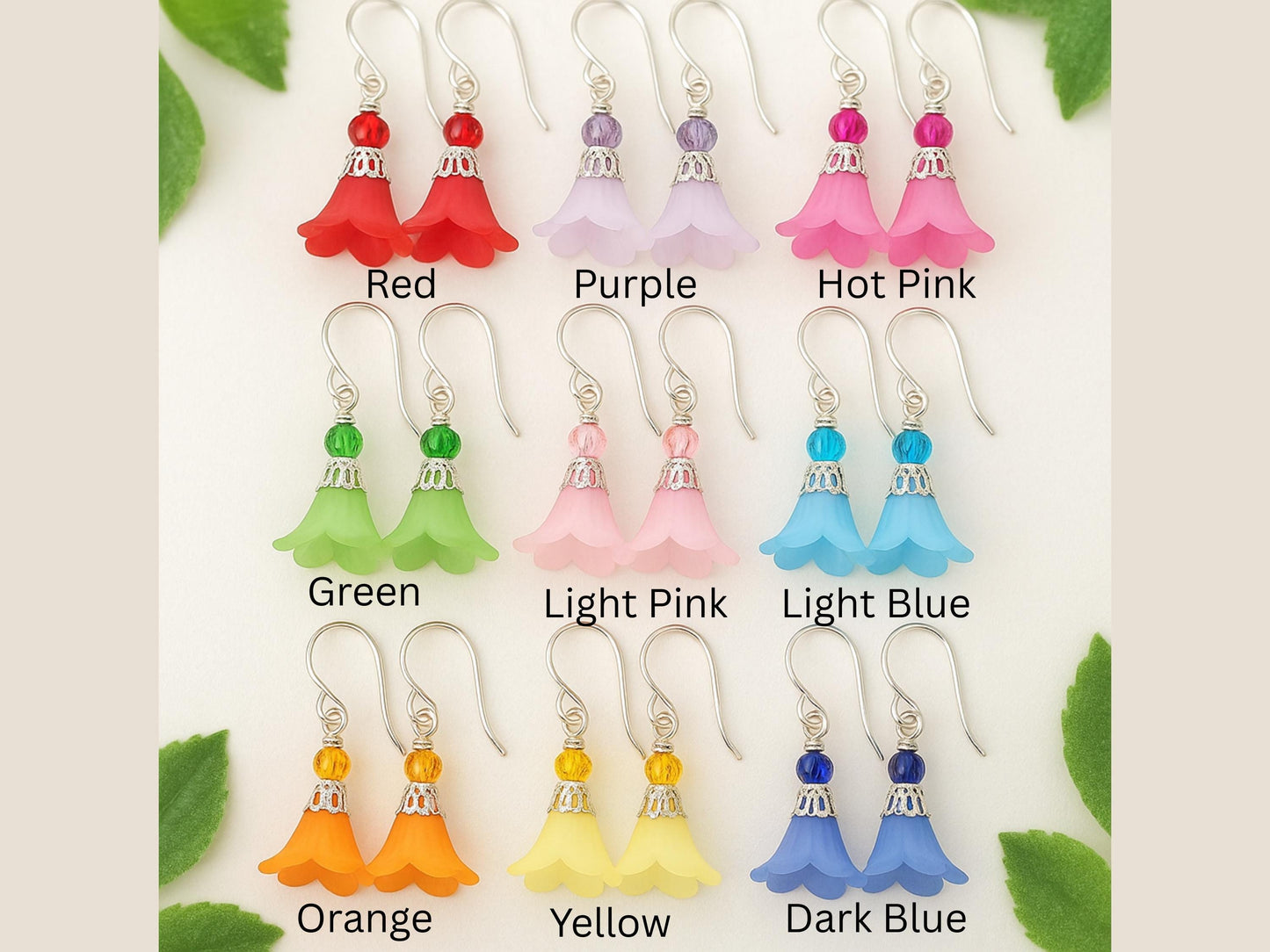 Hot Pink Bell Flower Earrings: Handmade Silver Drop Jewelry
