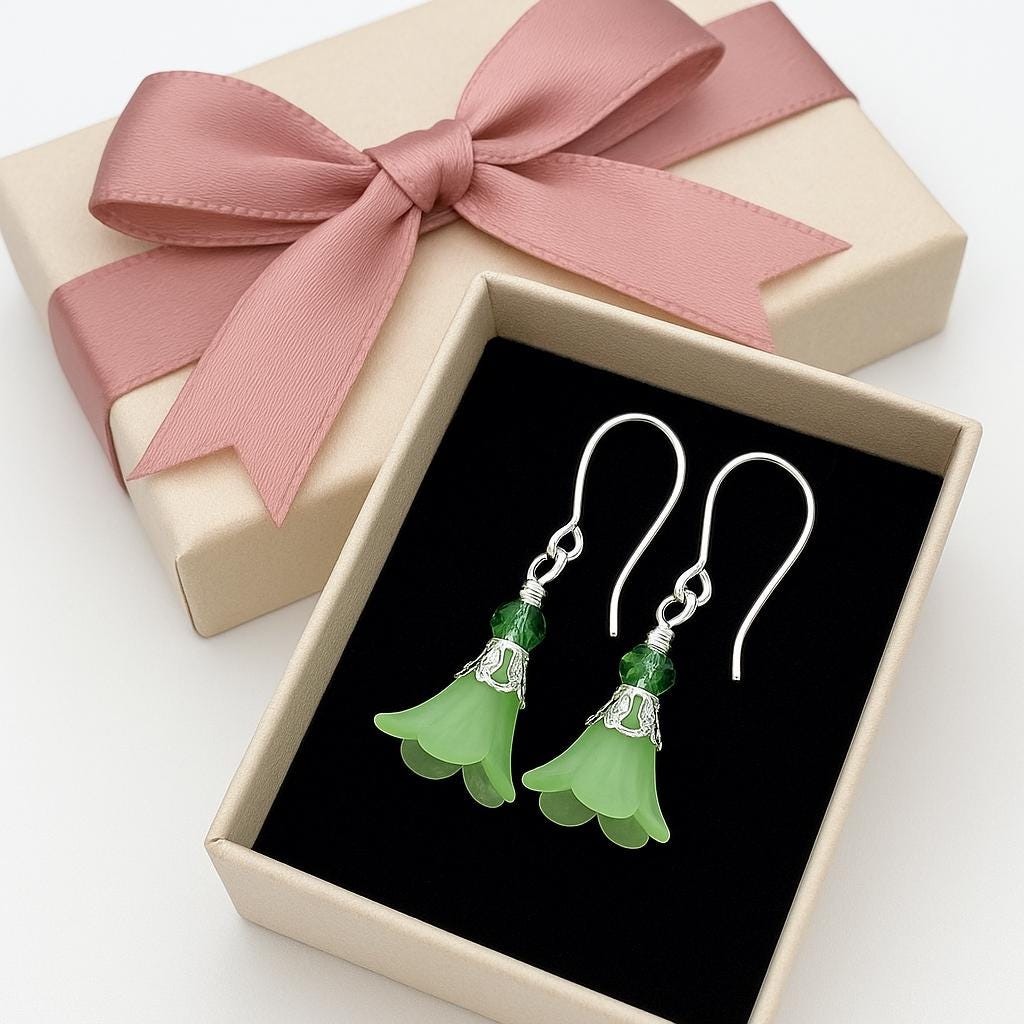 Hot Pink Bell Flower Earrings: Handmade Silver Drop Jewelry