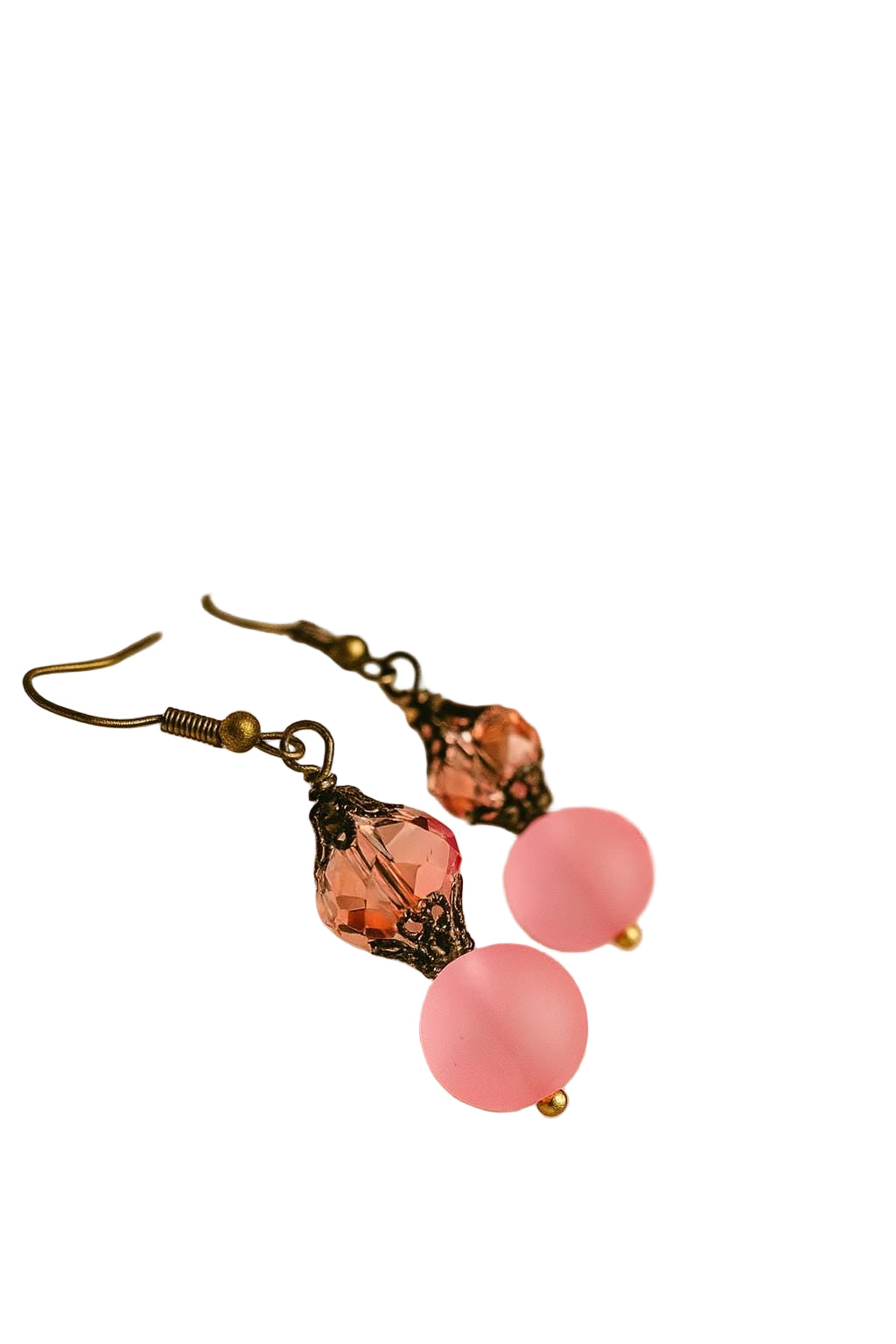 Blush Pink Autumn Earrings • Handmade Fall Jewelry • Frosted Glass Dangle Earrings • Vintage Style Gift for Her • Boho Autumn Accessories