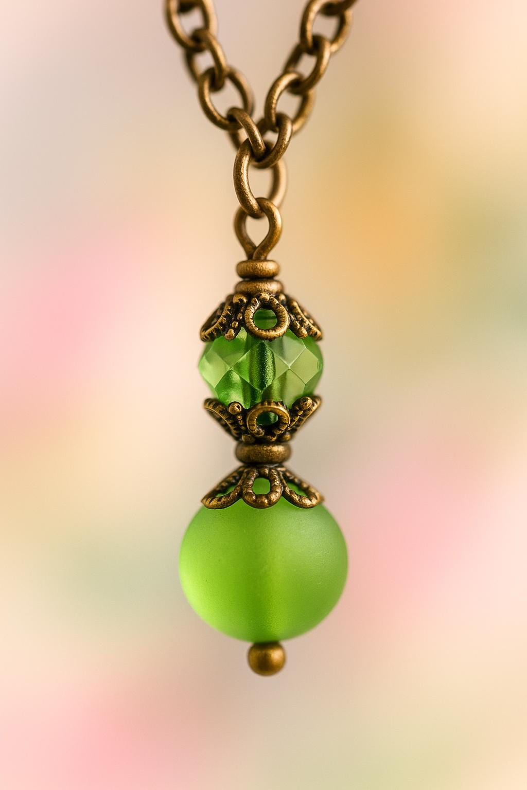 Green Sea Glass Necklace • Handmade Jewelry Gift for Her • Frosted Glass Pendant • Coastal Boho Accessories • Ready to Gift Jewelry