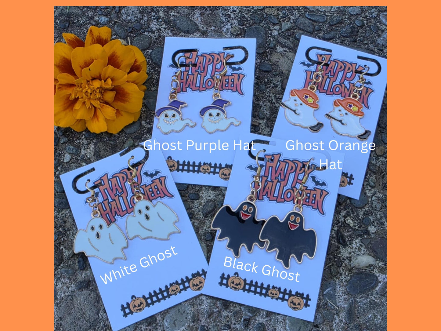 Black Ghost Halloween Earrings: Spooky Dangle Jewelry