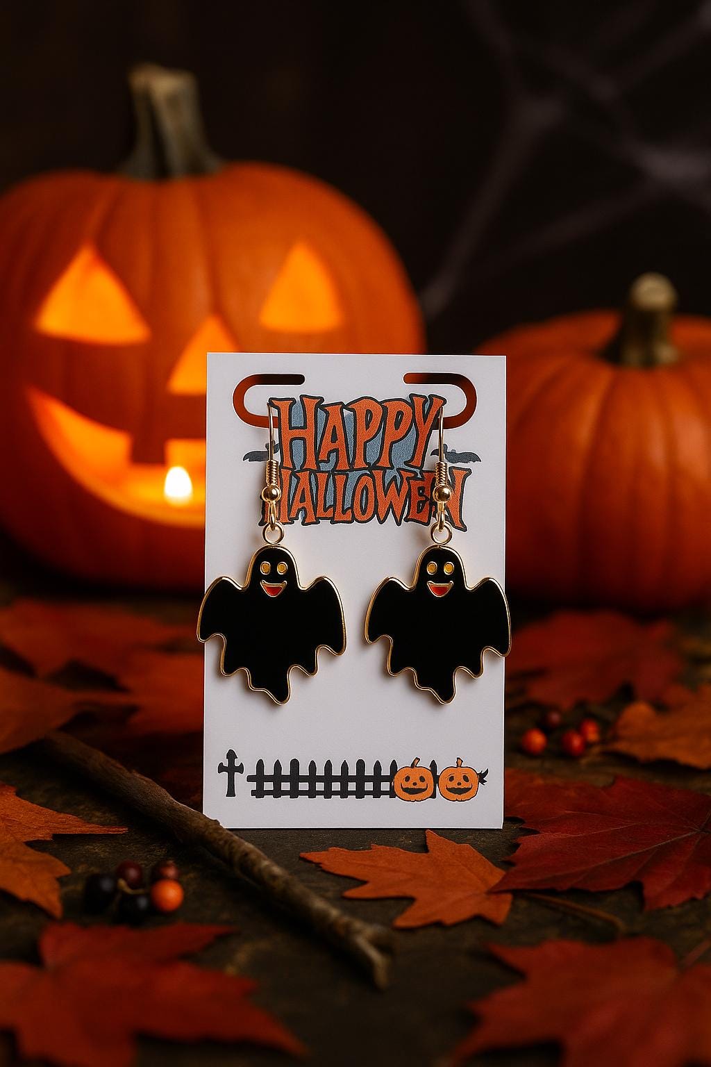 Black Ghost Halloween Earrings: Spooky Dangle Jewelry