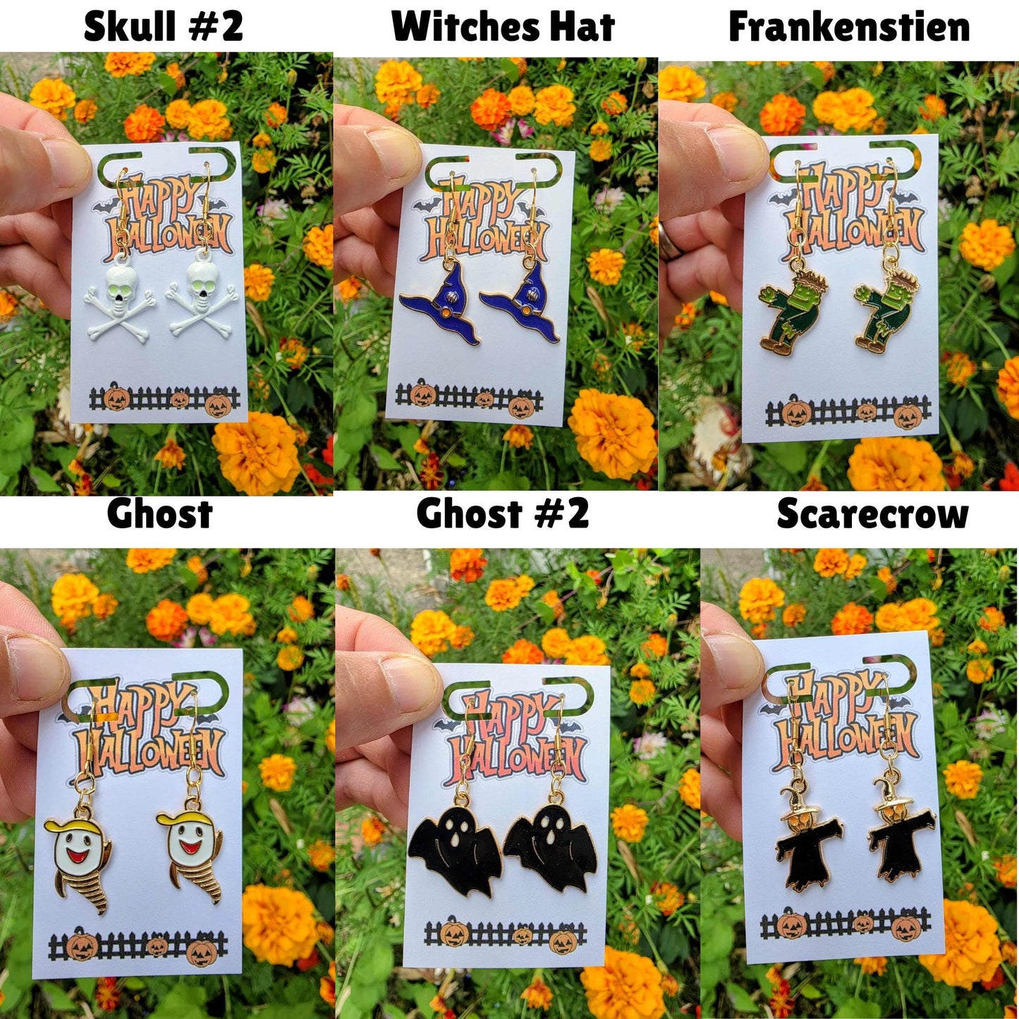 Red Ghost Halloween Earrings | Spooky Dangle Earrings with Pumpkin Faces | Cute Fall Jewelry Gift