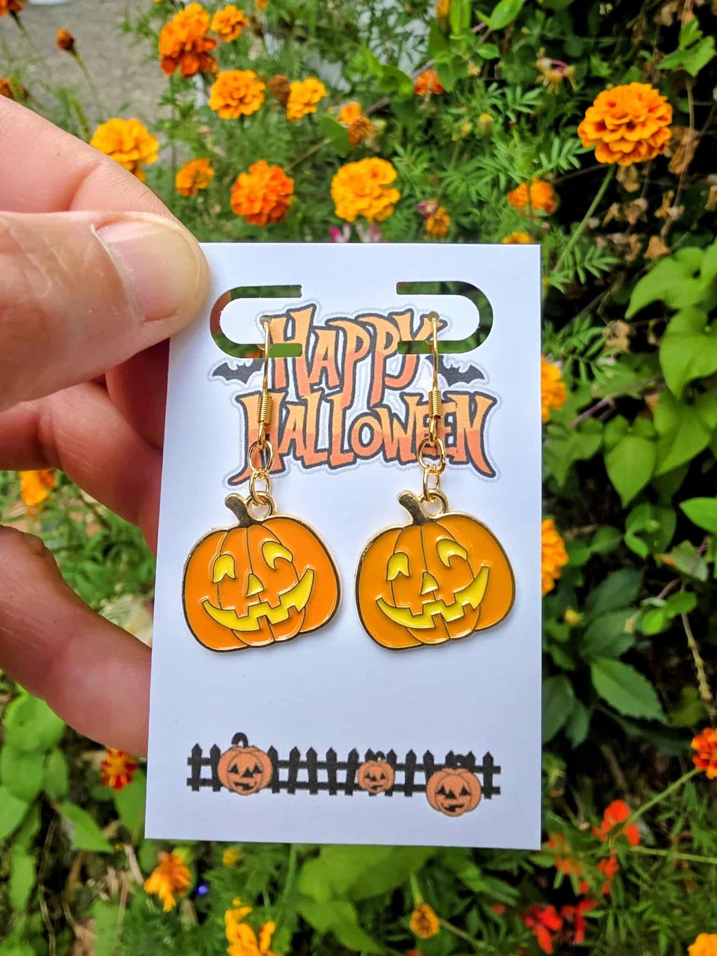 Jack-O’-Lantern Halloween Earrings | Pumpkin Dangle Earrings | Spooky Fall Jewelry Gift