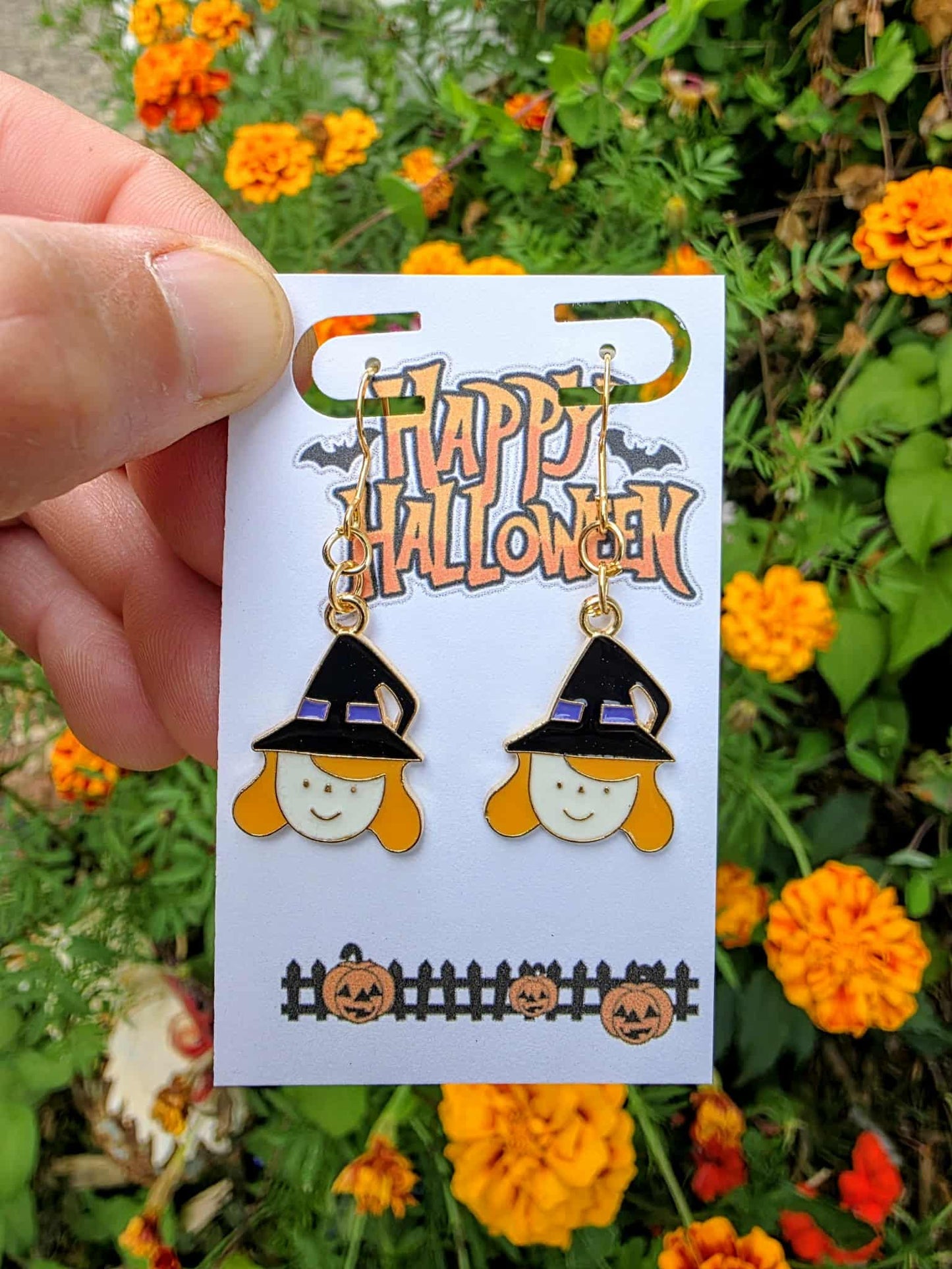 Cute Witch Halloween Earrings | Spooky Witch Hat Dangle Earrings | Fun Fall Jewelry Gift | Trick or Treat Party Accessory