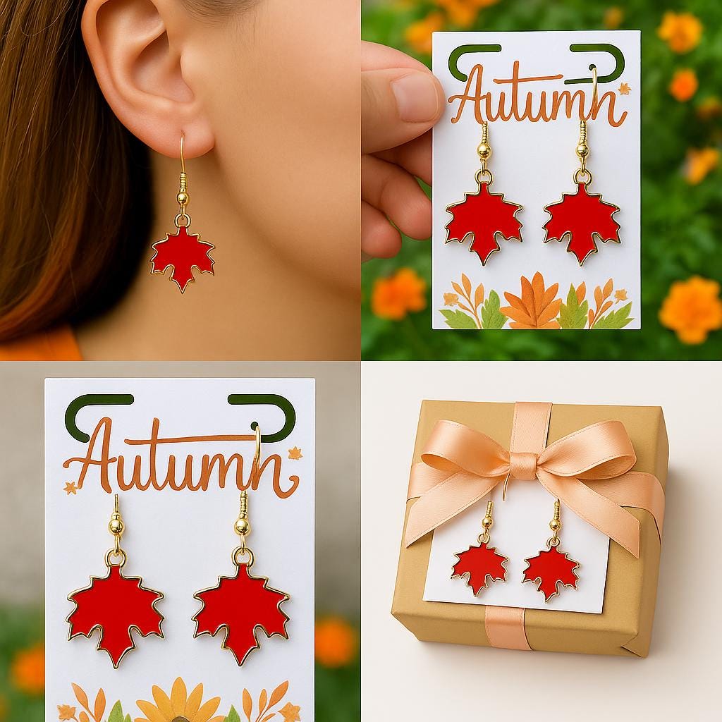 Red Maple Leaf Earrings – Autumn Fall Jewelry, Lightweight Dangle Earrings, Festive Thanksgiving Gift, Cute Halloween Leaf Jewelry