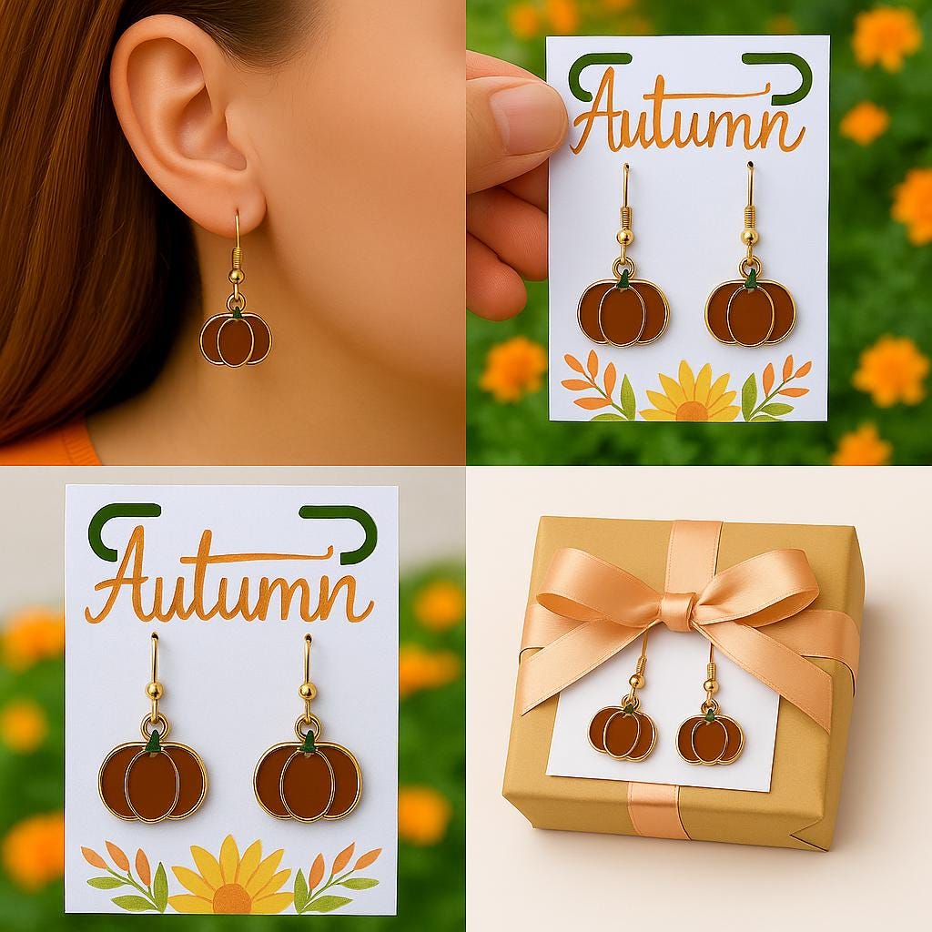 Brown Pumpkin Earrings – Autumn Fall Jewelry, Thanksgiving Dangle Earrings, Harvest Festival Gift, Cute Seasonal Earrings for Women