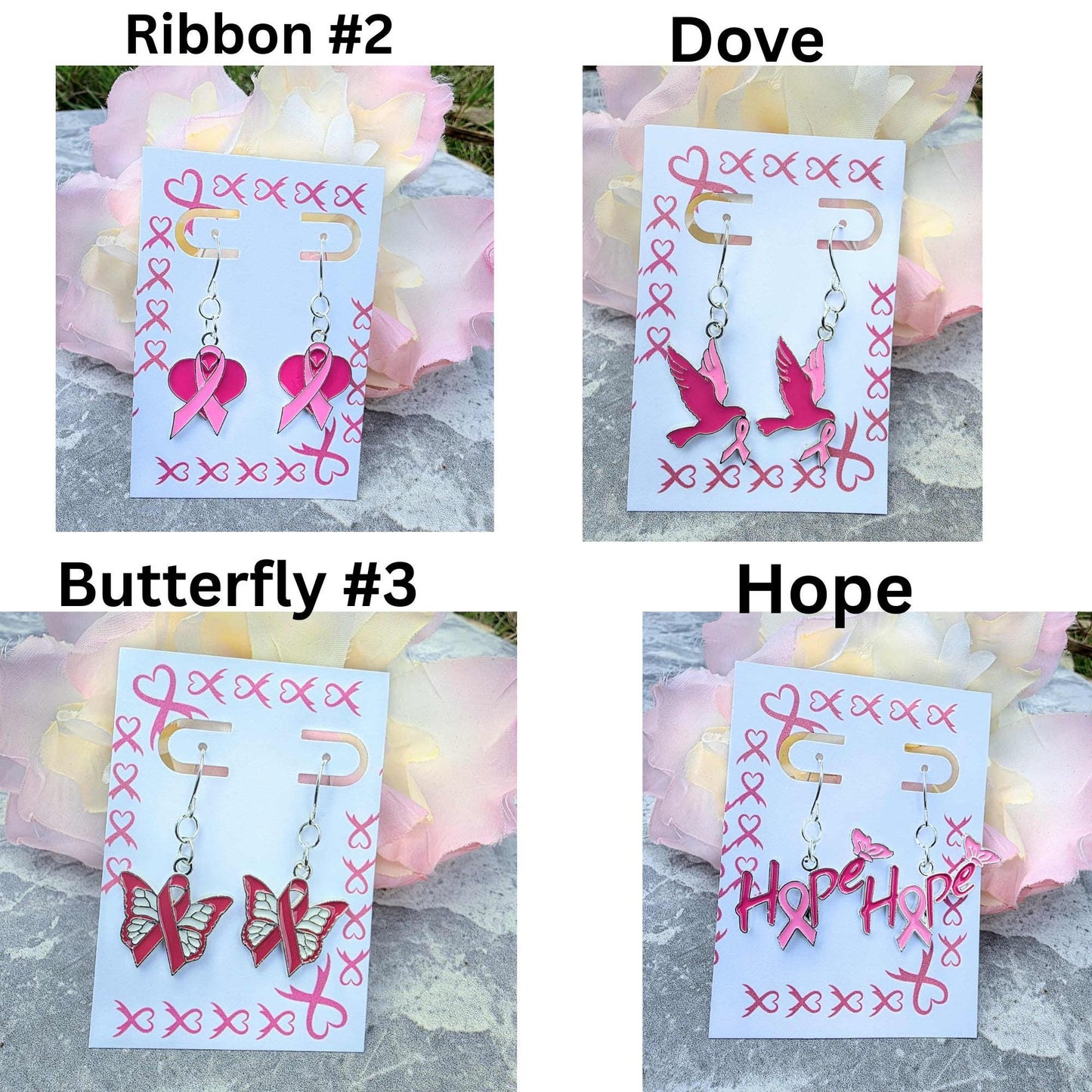 Pink Butterfly Ribbon Earrings – Symbol of Strength & Awareness Jewelry Gift