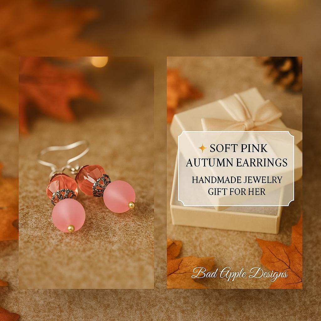 Blush Pink Frosted Glass Earrings • Vintage Dangle, Fall Jewelry