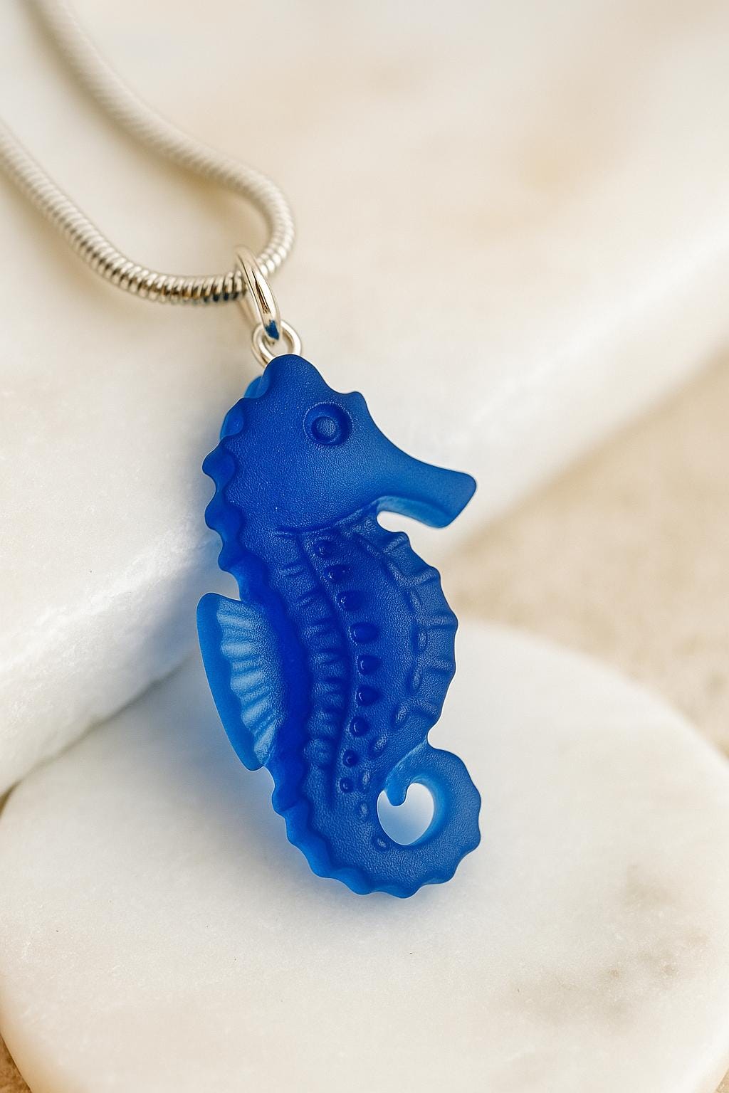 Blue Seahorse Necklace • Ocean-Inspired Pendant • Beach Jewelry Gift for Her • Nautical Sea Glass Jewelry • Handmade Coastal Necklace