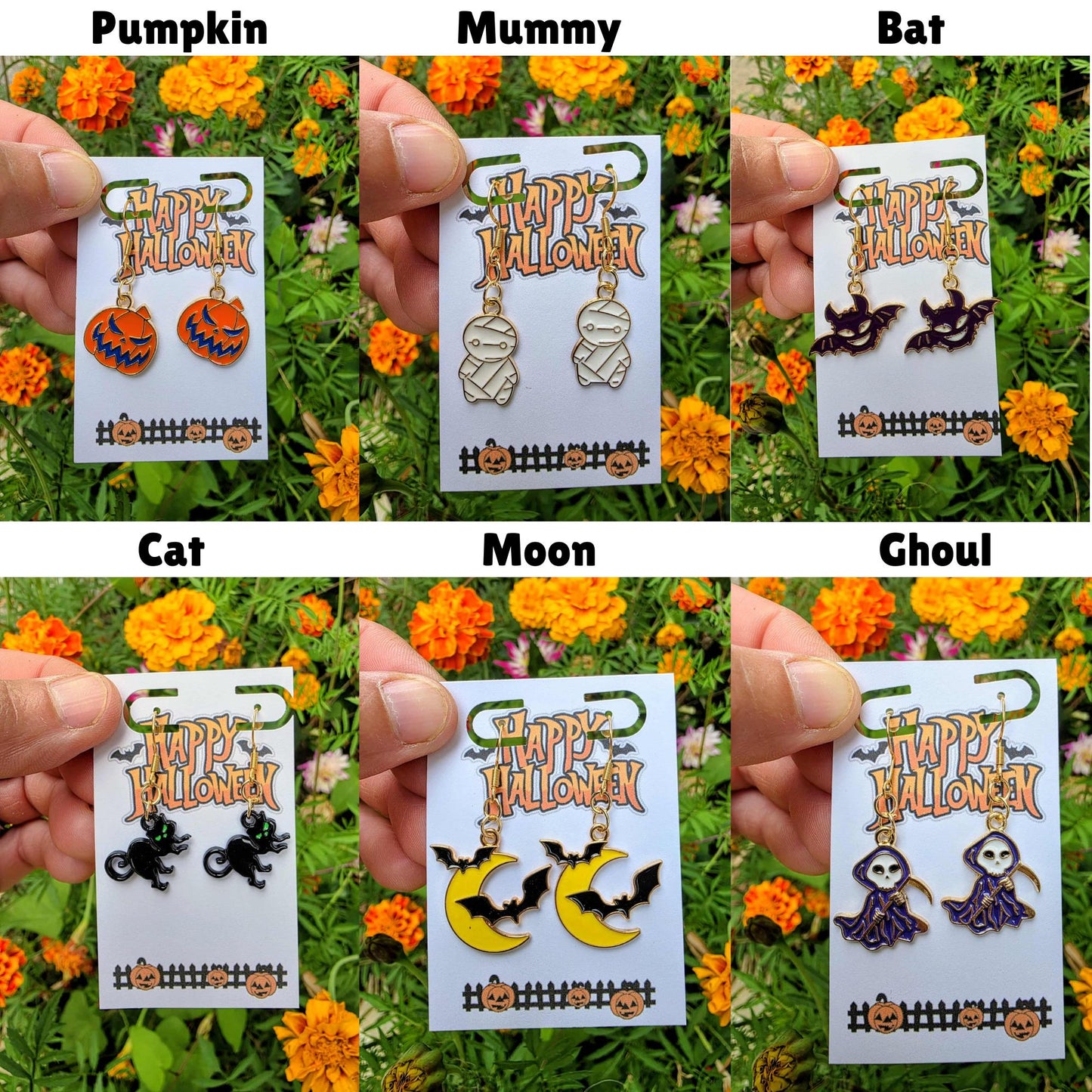 Jack-O’-Lantern Skull Halloween Earrings | Spooky Pumpkin Dangle Earrings | Creepy Cute Fall Jewelry Gift