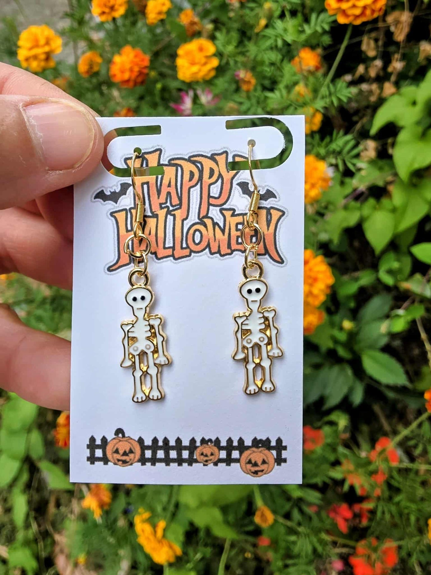 Skeleton Halloween Dangle Earrings | Spooky Cute Drop Earrings | Creepy Fall Jewelry | Trick or Treat Party Accessory | Fun Halloween Gift
