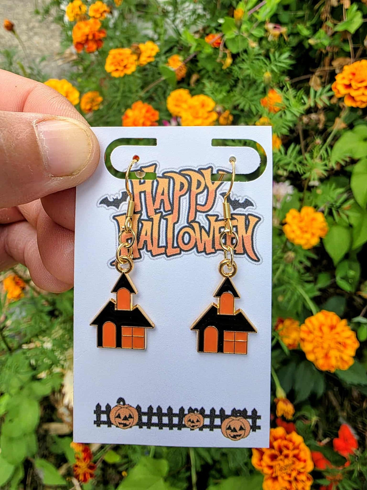 Haunted House Halloween Earrings | Spooky Dangle Earrings | Creepy Cute Fall Jewelry | Trick or Treat Party Gift