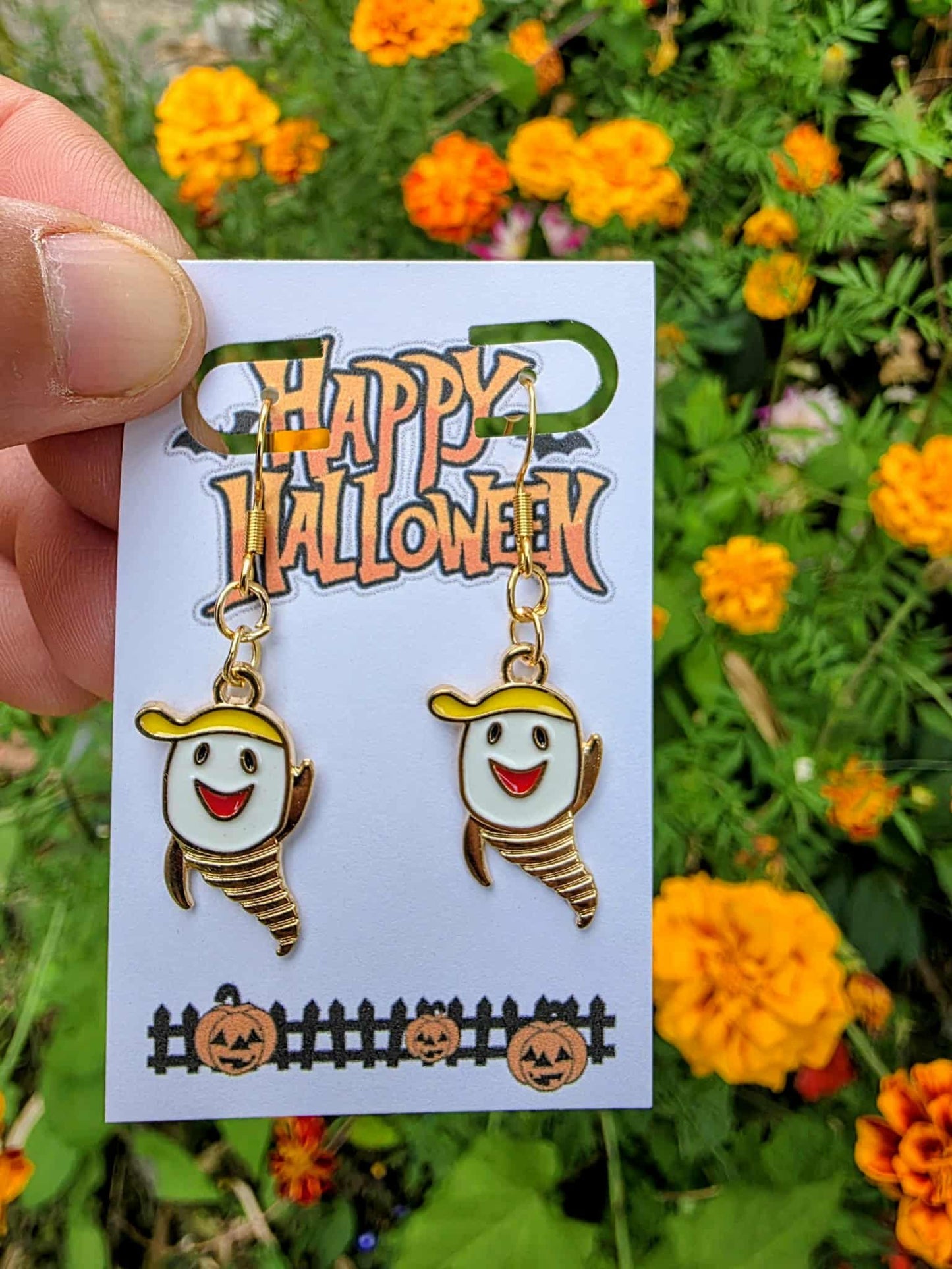 Happy Ghost Halloween Earrings | Cute Friendly Ghost Dangles | Fun Fall Jewelry | Trick or Treat Kids Earrings | Playful Halloween Gift