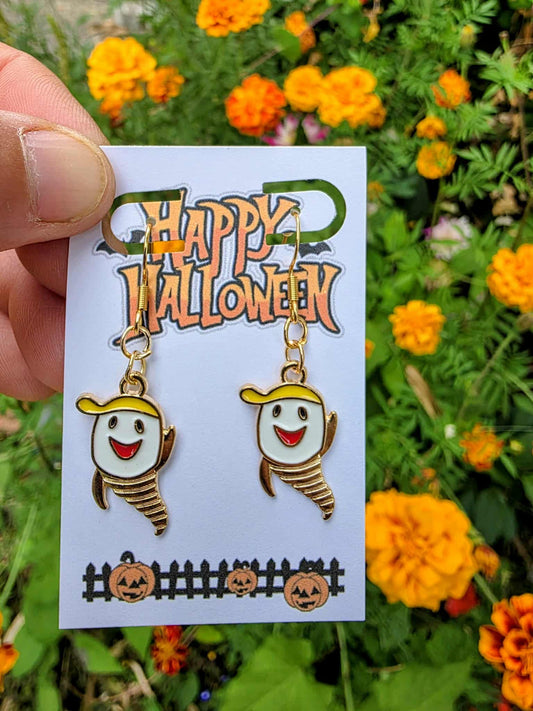 Happy Ghost Halloween Earrings | Cute Friendly Ghost Dangles | Fun Fall Jewelry | Trick or Treat Kids Earrings | Playful Halloween Gift