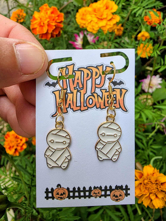 Cute Mummy Halloween Dangle Earrings | Spooky Fall Jewelry | Fun Costume Party Accessories | Gothic Witchy Style | Trick-or-Treat Gift