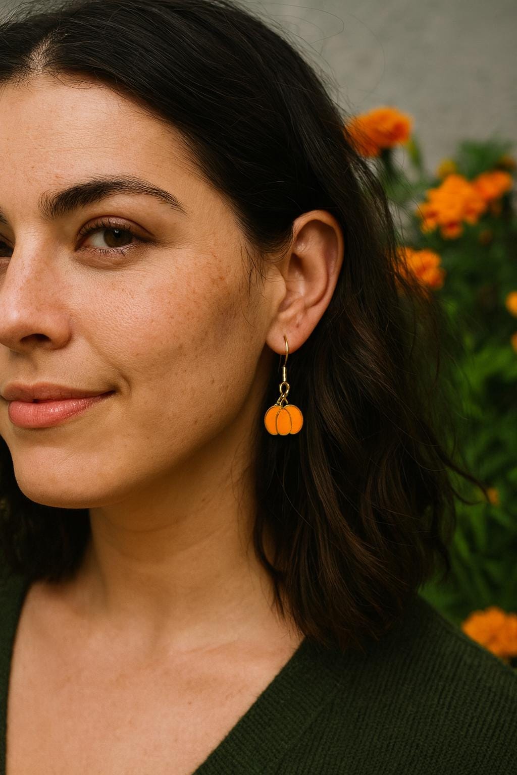 Handmade Mini Pumpkin Earrings – Autumn Fall Jewelry, Halloween Dangle Earrings, Thanksgiving Gift for Her, Cute Seasonal Jewelry