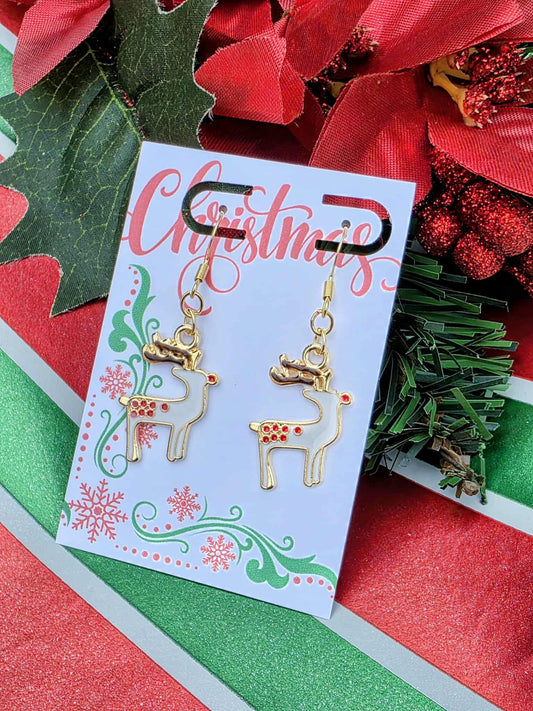 Rudolph Reindeer Christmas Earrings • Holiday Dangle Earrings • Cute Reindeer Jewelry Gift • Festive Xmas Earrings for Women