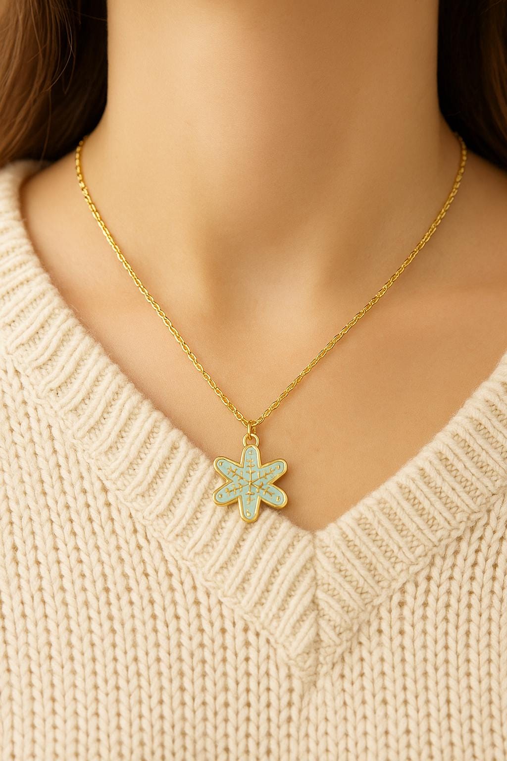 Gold Snowflake Dangle Earrings – Christmas Holiday Jewelry Gift for Women – Festive Winter Drop Earrings – Sparkly Seasonal Snowflake Charm
