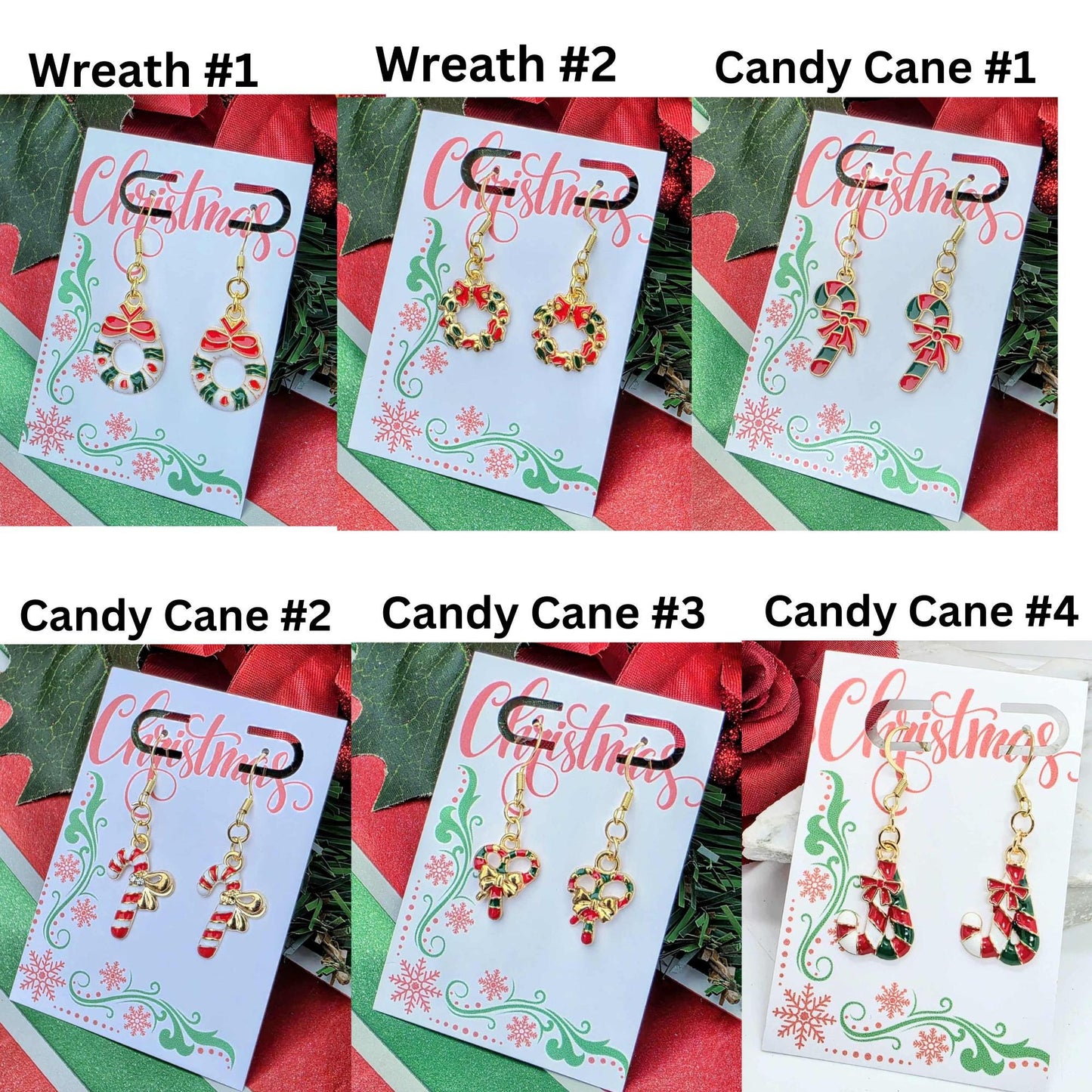 Candy Cane Christmas Earrings • Women's Holiday Dangles • Gold Hook Festive Earrings • Gift-Ready Jewelry for Women