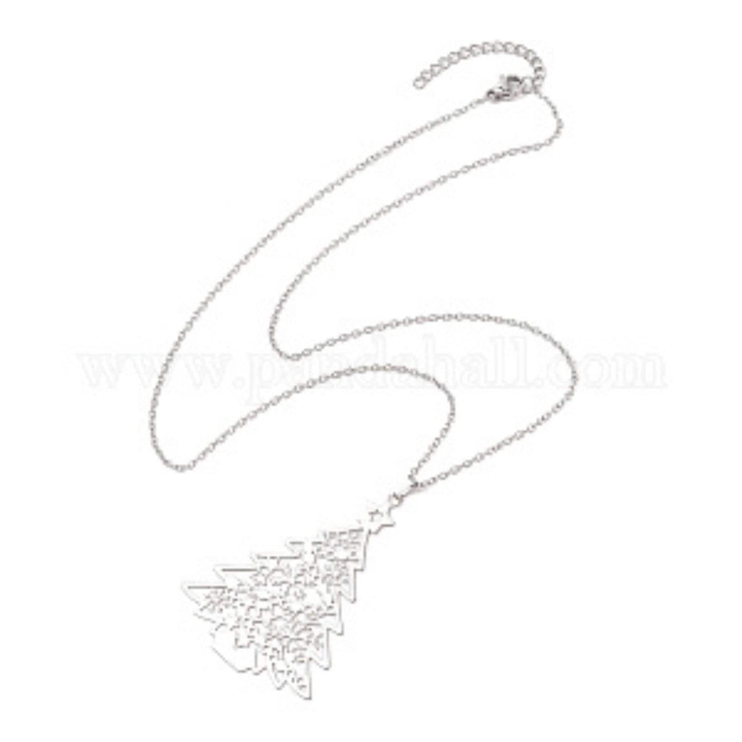 Festive Christmas Necklace Gift for Her | Silver Tree Pendant | Non-Tarnish Stainless Steel Holiday Jewelry | Winter Accessory