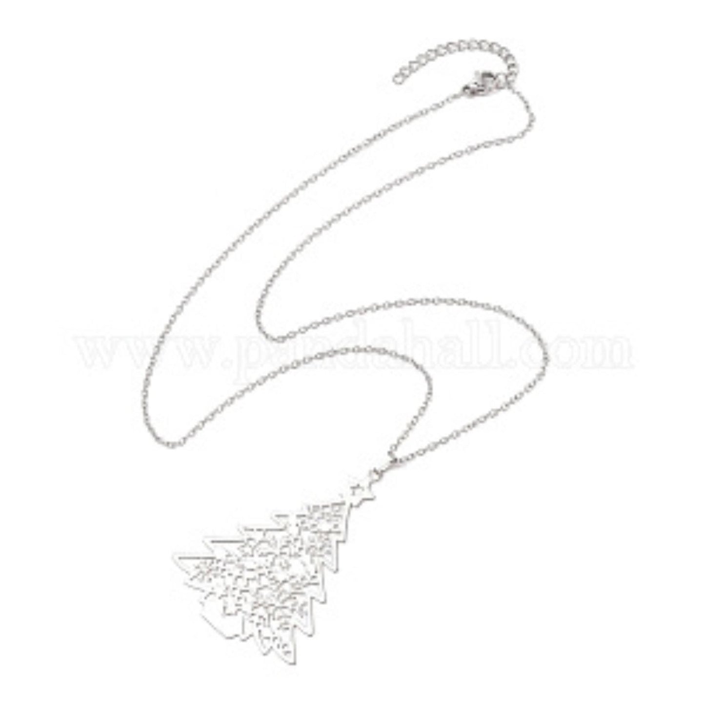 Silver Christmas Tree Necklace | Stainless Steel Holiday Pendant