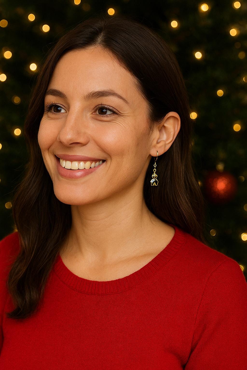 18K Gold Christmas Church Earrings – Elegant Holiday Dangle Earrings | Enamel Christmas House Jewelry Gift for Women