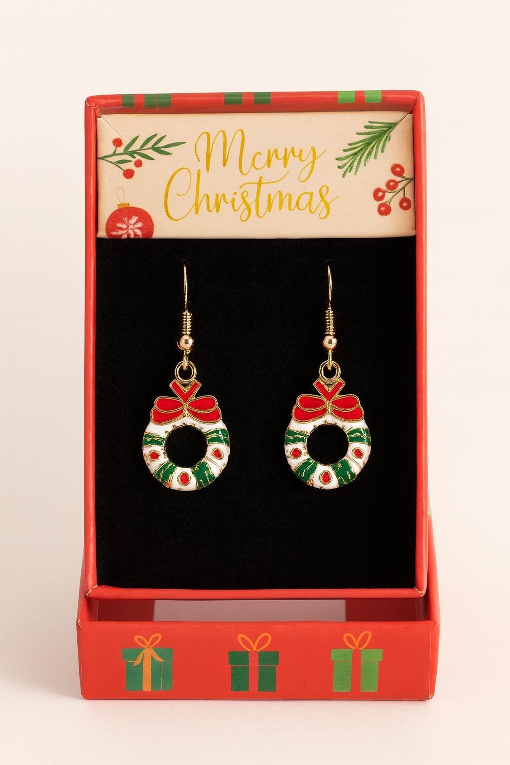 Candy Cane Stocking Christmas Earrings – Red Green Holiday Dangle Earrings – Festive Winter Jewelry Gift for Her – Ready to Gift