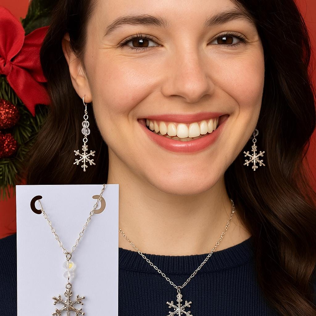 Silver Snowflake Dangle Earrings | Crystal Holiday Jewelry