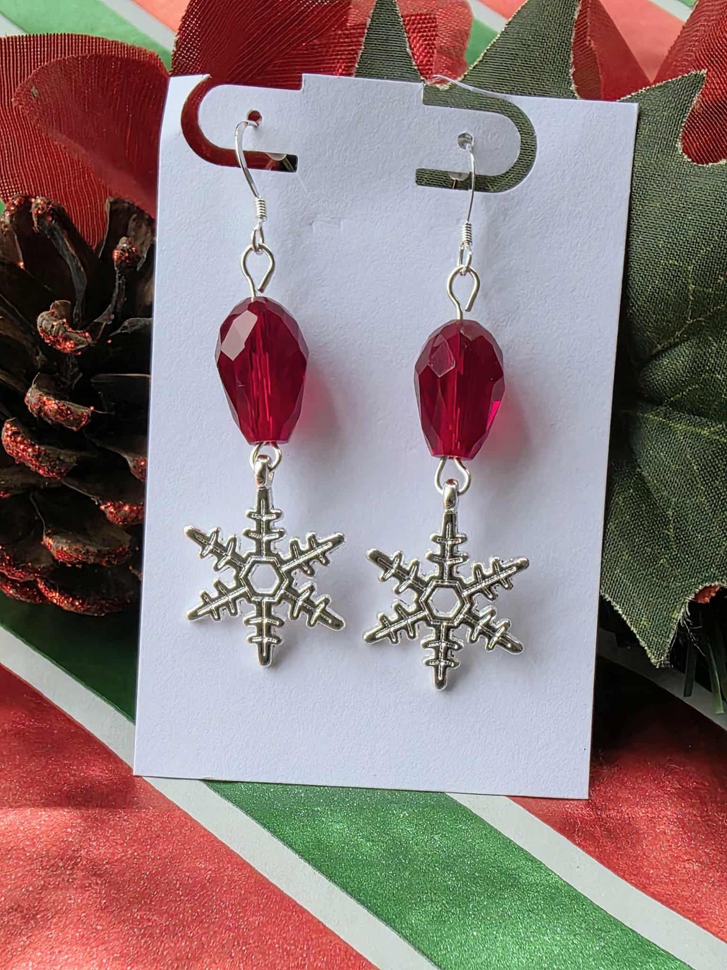 Snowflake Earrings & Necklace Set • Holiday Jewelry Gift • Winter Wedding “Something Blue” • Christmas Party Jewelry for Women