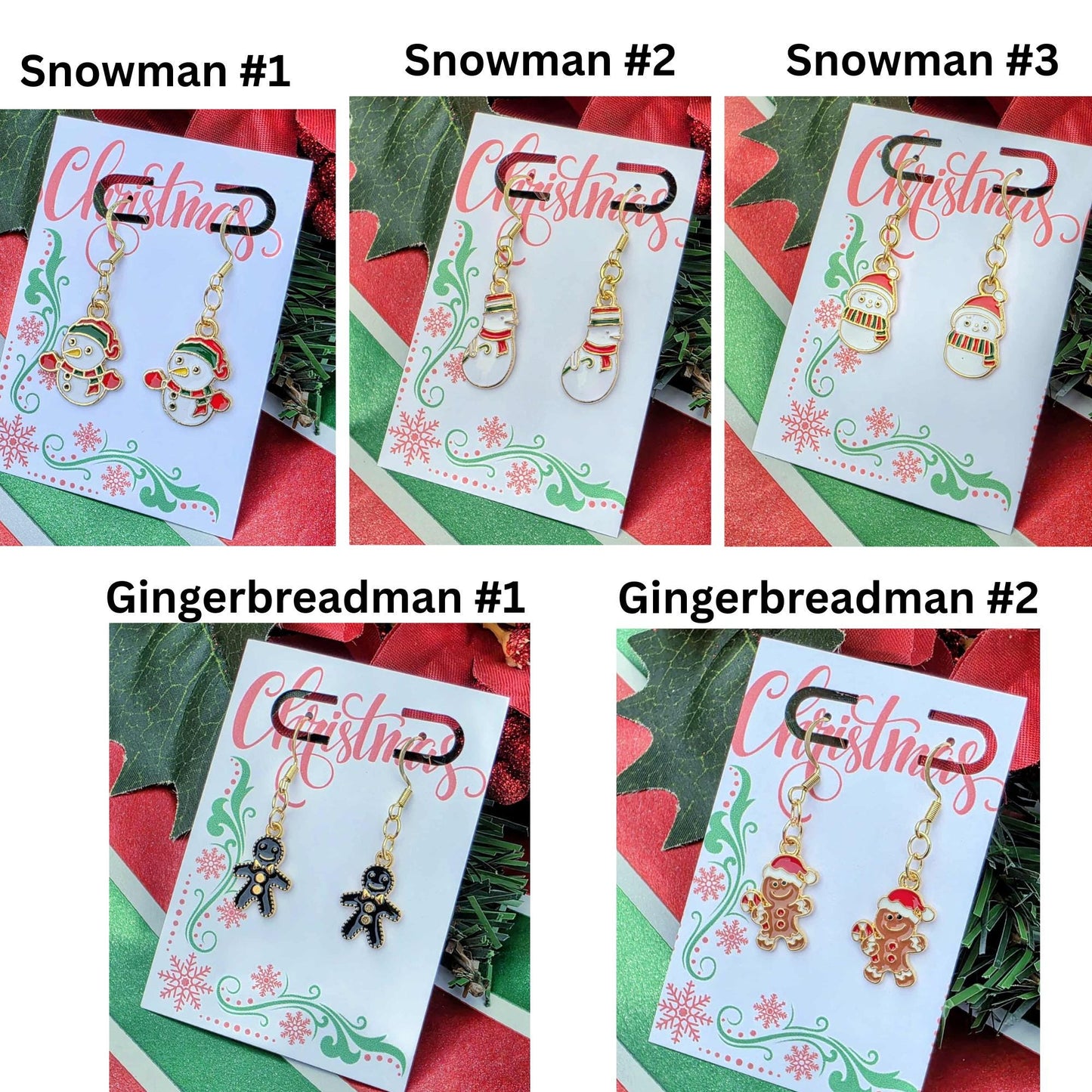 Black Gingerbread Man Earrings & Necklace Set | Holiday Gift-Ready Christmas Jewelry Packaged in Organza Bag – Perfect Stocking Stuffer