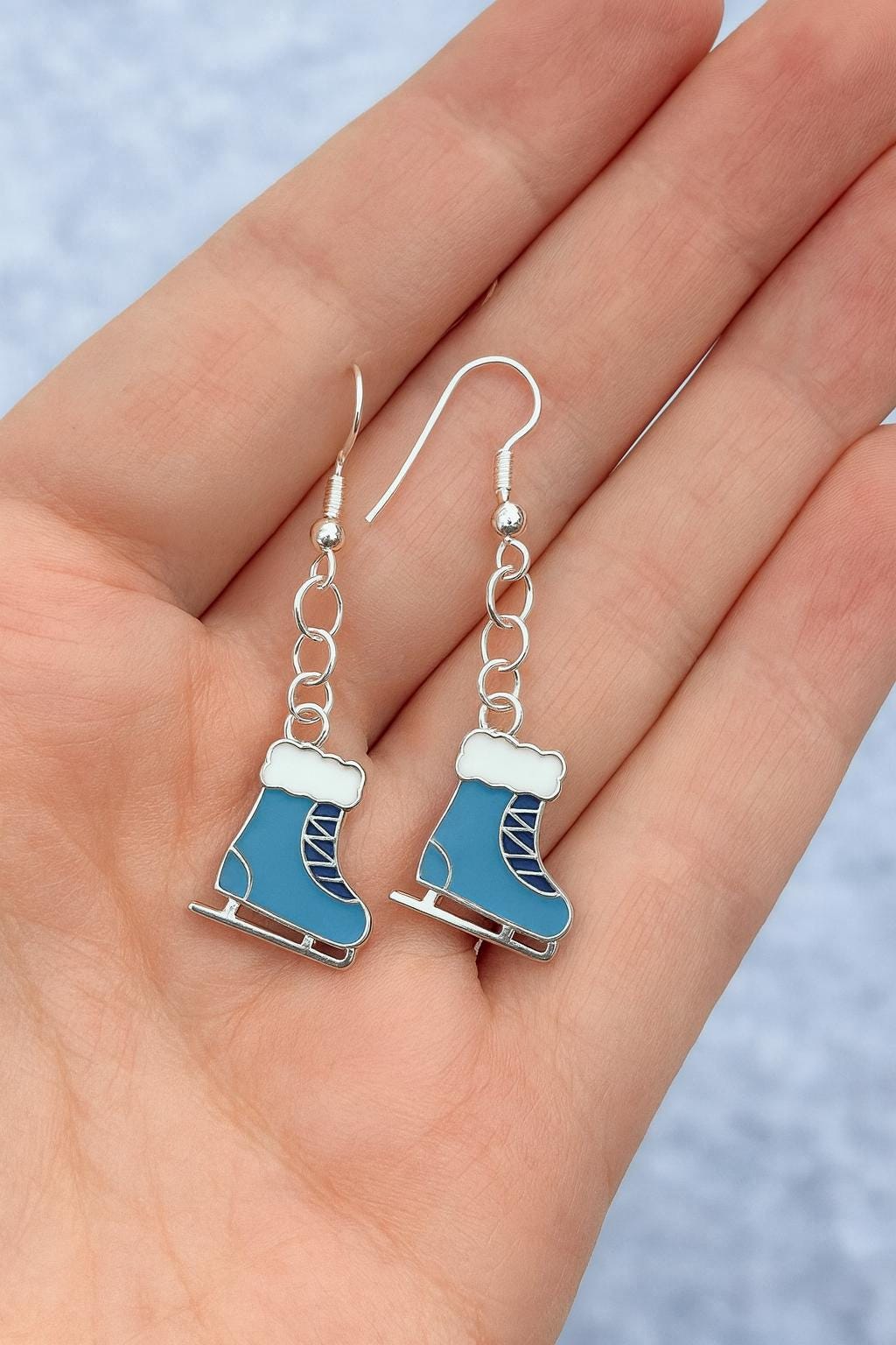 Ice Skate Earrings & Necklace Set – Winter Jewelry Gift for Her | Hypoallergenic Silver Hooks or Leverbacks | Holiday Ice Skating Jewelry
