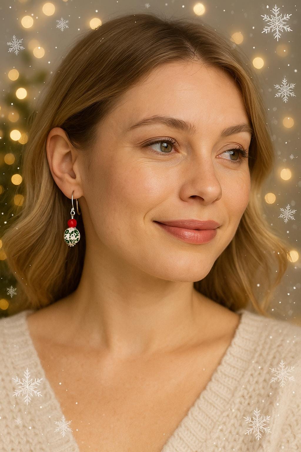 Handmade Christmas Earrings | Red Crystal Floral Dangle