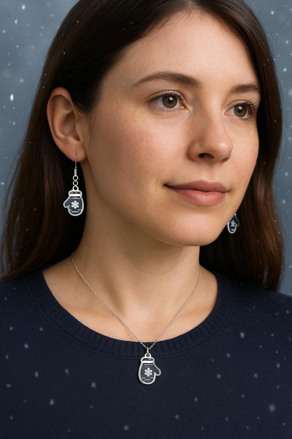 Blue Mitten Earrings | Winter Snowflake Jewelry | Holiday Gift for Her | Cozy Christmas Earrings | Cute Winter Accessory in Gift Bag